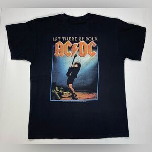 ACDC Let There Be Rock Graphic T-shirt Women Large Black Short Sleeve Music